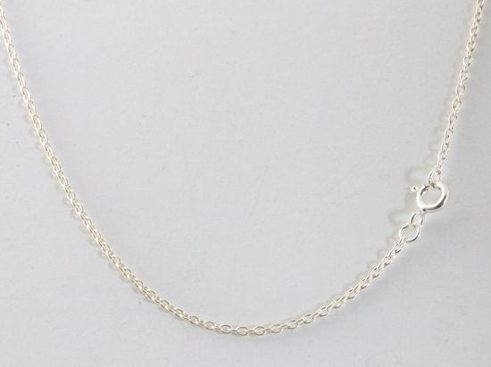 Fijne bewerkte zilveren hanger met blauwe saffier aan ketting afbeelding 5