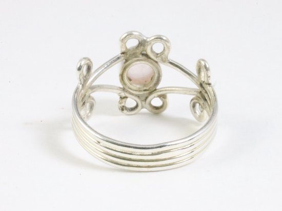Fijne opengewerkte zilveren ring met rozenkwarts afbeelding 3