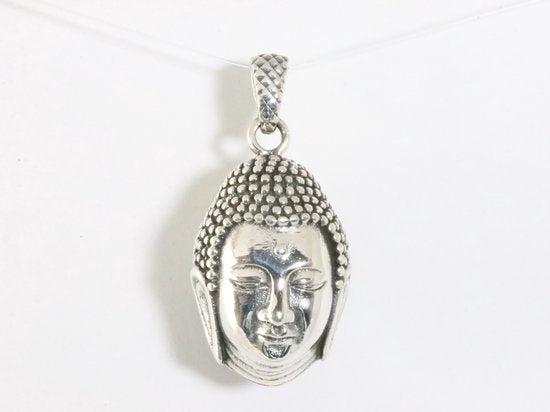 Grote zilveren Boeddha hanger afbeelding 4