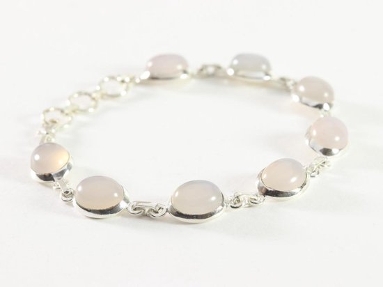 Zilveren schakelarmband met aqua chalcedoon afbeelding 2