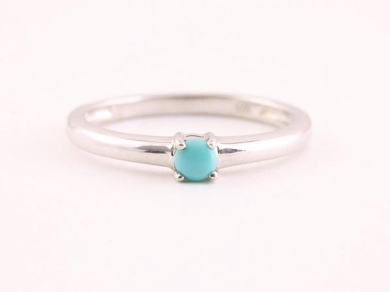 Fijne hoogglans zilveren ring met turkoois afbeelding 4