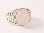 Opengewerkte zilveren ring met rozenkwarts afbeelding 1