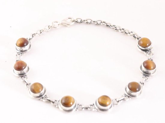 Fijne zilveren armband met tijgeroog afbeelding 1