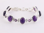 Zware zilveren schakelarmband met amethist afbeelding 1