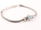 Traditionele zilveren snake armband met Australische opaal afbeelding 2