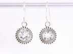 Fijne bewerkte ronde zilveren oorbellen met bergkristal afbeelding 4
