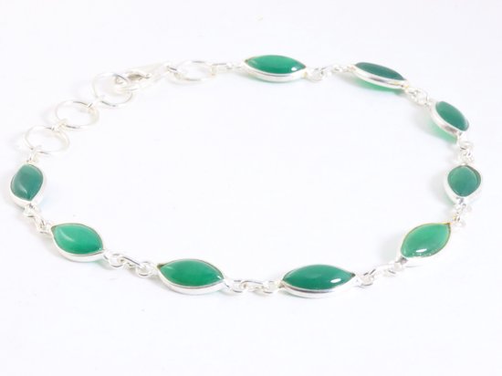 Fijne zilveren armband met groene onyx afbeelding 2