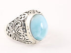 Opengewerkte zilveren ring met larimar afbeelding 1