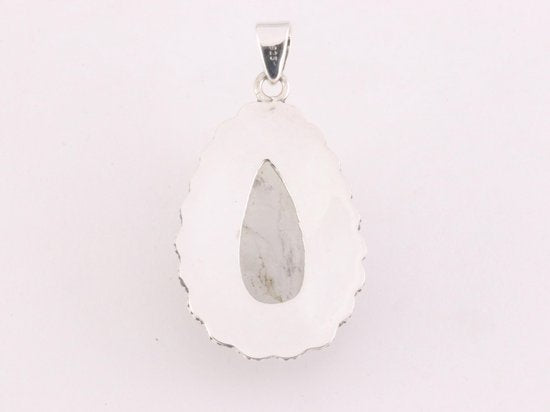 Bewerkte zilveren hanger met regenboog maansteen afbeelding 3