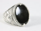 Zware bewerkte zilveren ring met onyx afbeelding 1