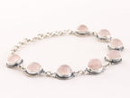 Bewerkte zilveren armband met rozenkwarts afbeelding 2