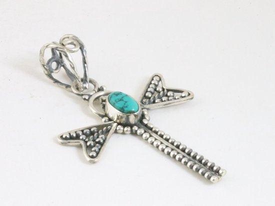 Zilveren libelle hanger met turkoois afbeelding 2