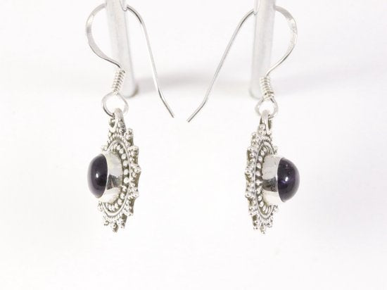 Fijne bewerkte zilveren oorbellen met amethist afbeelding 2