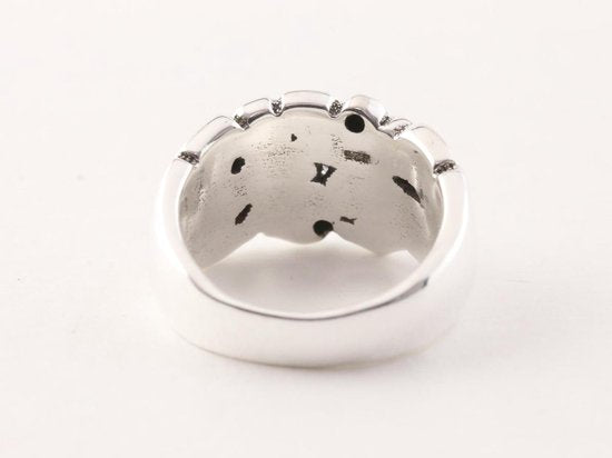 Hoogglans zilveren ring met fantasiepatroon afbeelding 3