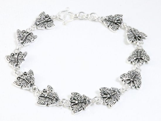 Zilveren armband met vlinders afbeelding 1