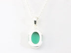 Fijne hoogglans zilveren hanger met groene agaat aan ketting afbeelding 3