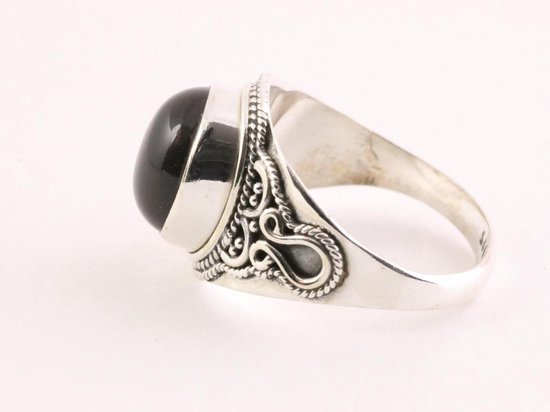 Bewerkte zilveren ring met rookkwarts afbeelding 2