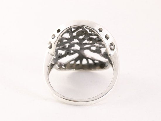 Ronde opengewerkte zilveren ring met levensboom afbeelding 3