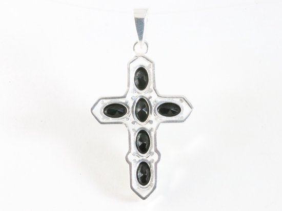 Zilveren kruishanger met onyx afbeelding 3