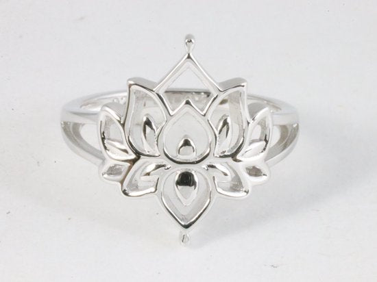Opengewerkte zilveren lotus bloem ring afbeelding 4