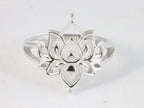 Opengewerkte zilveren lotus bloem ring afbeelding 4