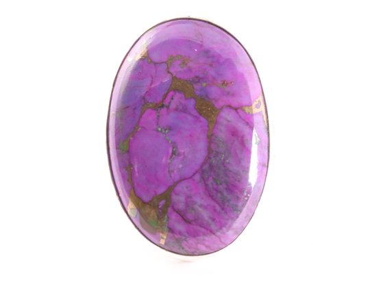 Grote ovale zilveren ring met paarse koperturkoois afbeelding 4