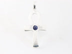Bewerkte zilveren ankh hanger met blauwe saffier afbeelding 3