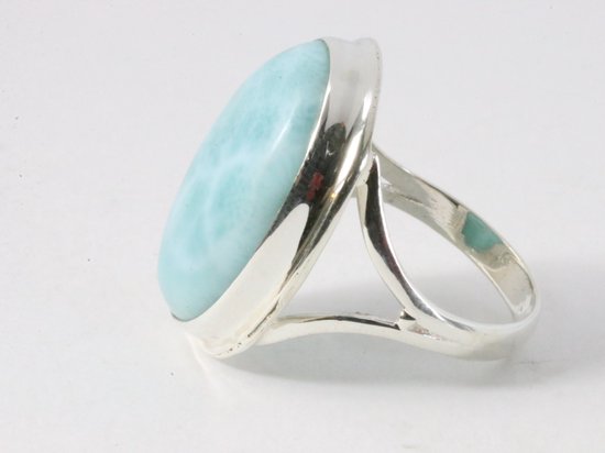 Grote ovale zilveren ring met larimar afbeelding 2