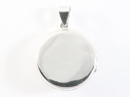 Rond opengewerkt zilveren medaillon met parelmoer afbeelding 3