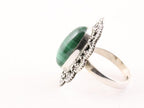 Bewerkte zilveren ring met malachiet afbeelding 2