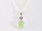 Zilveren hanger met prehniet en amethist aan ketting afbeelding 4