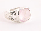 Opengewerkte zilveren ring met rozenkwarts afbeelding 1