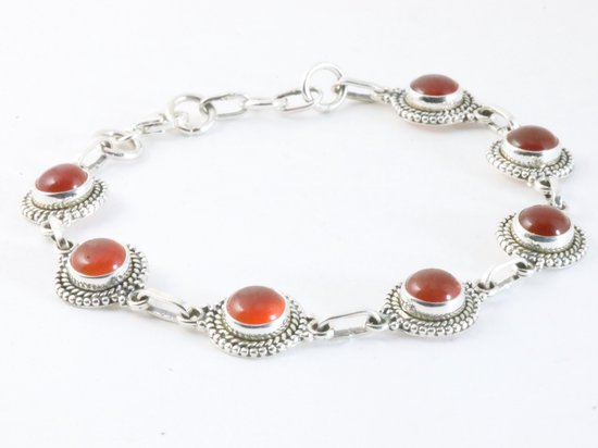Bewerkte zilveren armband met carneool afbeelding 2