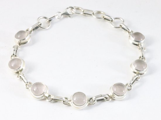Zilveren armband met rozenkwarts afbeelding 1