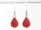Traditionele bewerkte zilveren oorbellen met rode koraal steen afbeelding 3