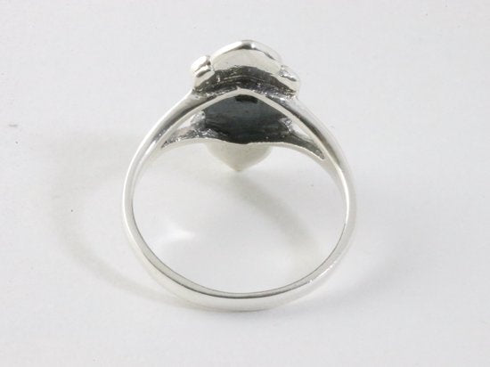 Bewerkte zilveren ring met abalone schelp afbeelding 3