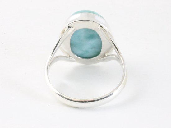 Ovale zilveren ring met larimar afbeelding 3