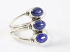 Opengewerkte zilveren ring met 3 lapis lazuli stenen afbeelding 1