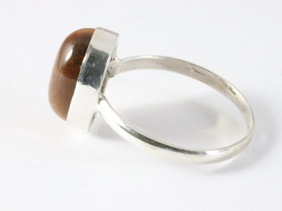 Ovale zilveren ring met tijgeroog afbeelding 2