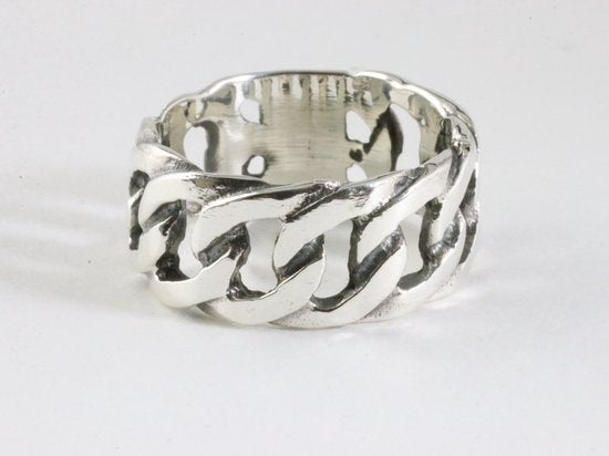 Zilveren ring met grote gourmet schakels afbeelding 1