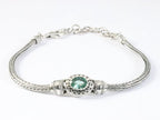 Traditionele zilveren snake armband met groene toermalijn afbeelding 1