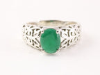Opengewerkte zilveren ring met groene onyx afbeelding 4