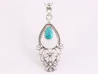 Fijne lange opengewerkte zilveren hanger met turkoois afbeelding 1