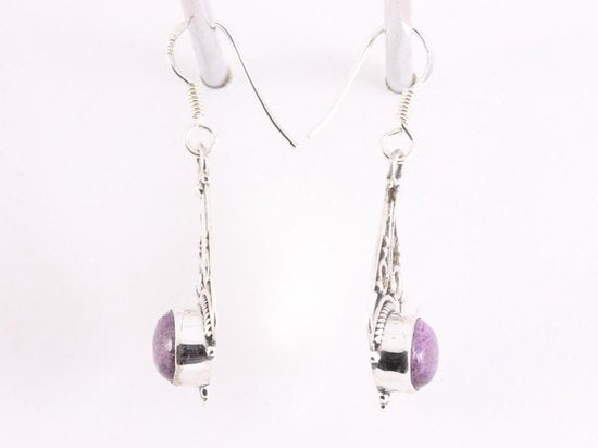 Opengewerkte zilveren oorbellen met purpuriet afbeelding 2