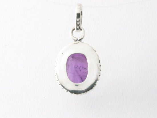 Fijne bewerkte ovale zilveren hanger met amethist afbeelding 3