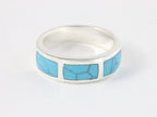Zilveren ring met blauwe turkoois afbeelding 1