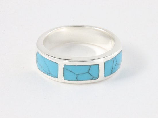 Zilveren ring met blauwe turkoois afbeelding 1