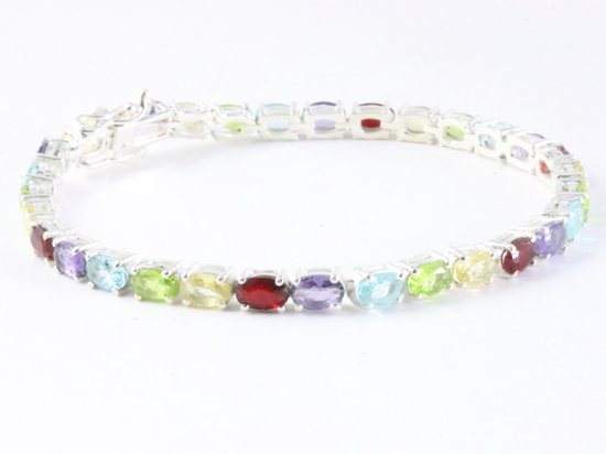 Zilveren tennisarmband met veelkleurige edelstenen afbeelding 2