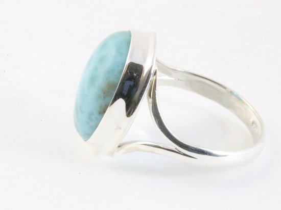 Ovale zilveren ring met larimar afbeelding 2