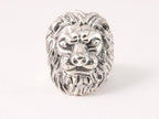 Zware zilveren ring met leeuwenkop afbeelding 4